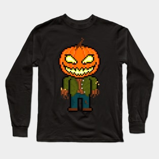 Pixel Monster Pumpkin Head Long Sleeve T-Shirt